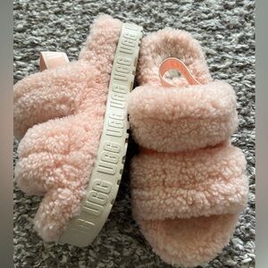 UGG Pink Sherpa slippers size 8